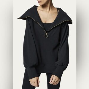 Varley Vine Ottoman Half Zip Pullover Black Size Medium Oversized